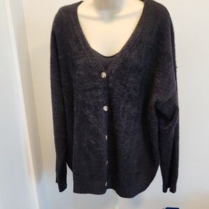 Cozy Black Mohair Style Women's Sweater NWOT XL